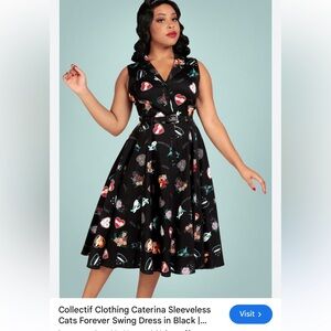 Collectif Catalina sleeveless Cats Forever Swing Dress